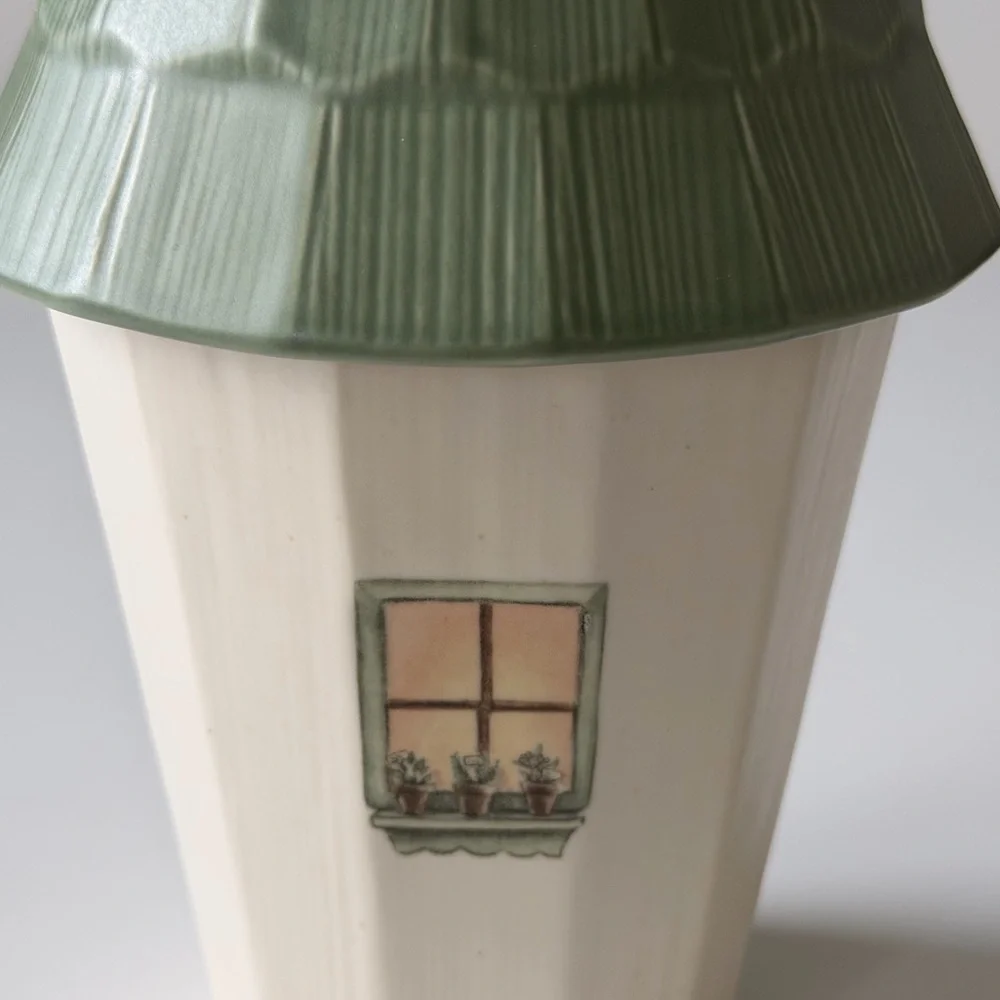 Pfaltzgraff Naturewood Earthy Green and Cream Bird Utensil Holder